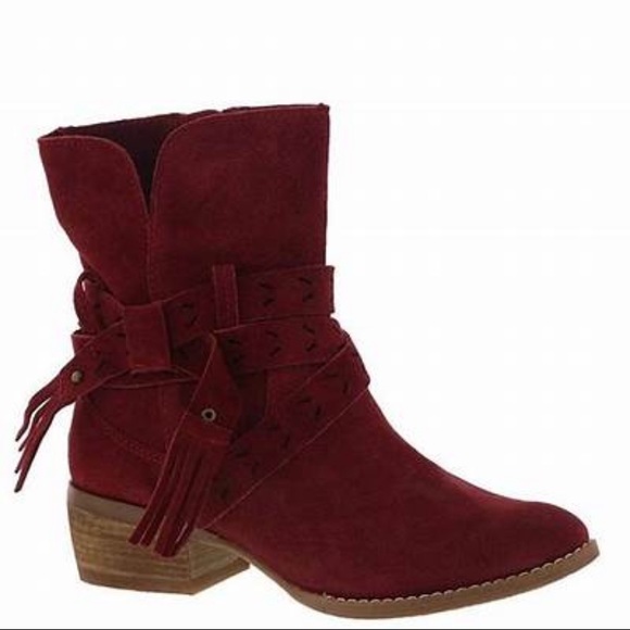 Brand New In Box Naughty Monkey Red Suede Boots - Picture 2 of 13